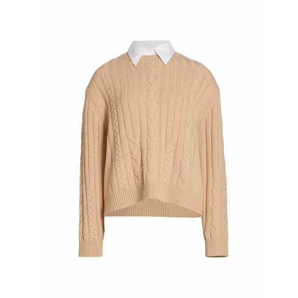 NEW TWP boy collared cable-knit sweater in camel - Picture 2 of 2